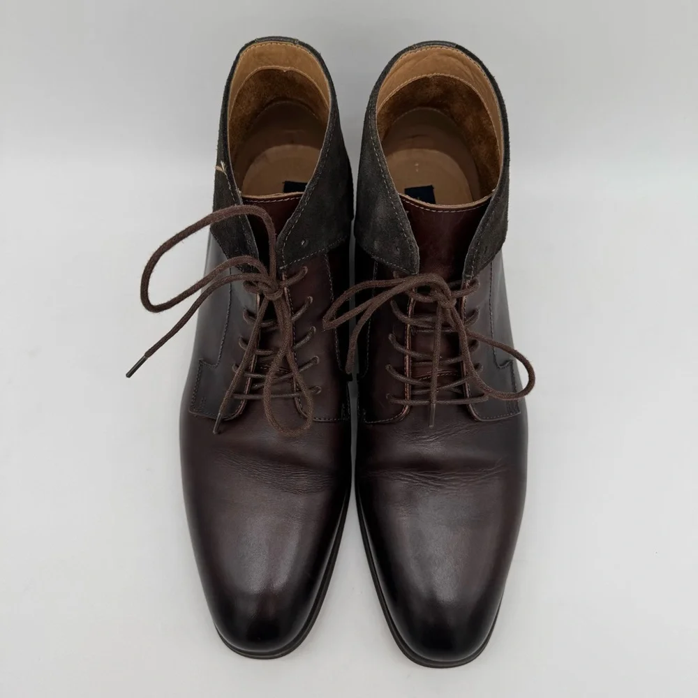 La Milano Cabey Brown Leather Lace Up Boot Size 13